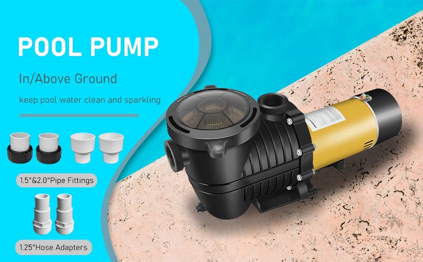 2.0HP Two Speed Energy Saving Pool Pump for In/Above Ground Pools - 230Vac 6600/2640GPH - Swimming Pool Motor with 1.25" & 1.5" & 2.0" pipe adapters - Centrifugal pumps