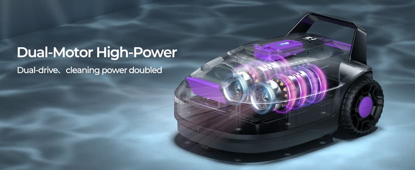 Robotic Pool Cleaner with Dual-Drive Motors,Dual-Layer Filtration, 180Min Runtime, Powerful Cordless Pool Vacuum for Above-Ground & Flat Pools,Auto-Parking Design,Double Suction Port