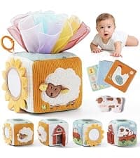 Teether Phone, Wooden Keys & Car Key, Soft Baby Purse with Mirror & Crinkle Card, Sensory Pretend Play, 1 Year Old Girl Gifts let's make My First Baby Purse, 10 Pcs Sensory Toy for Baby & Toddler Girls B0H151K19V