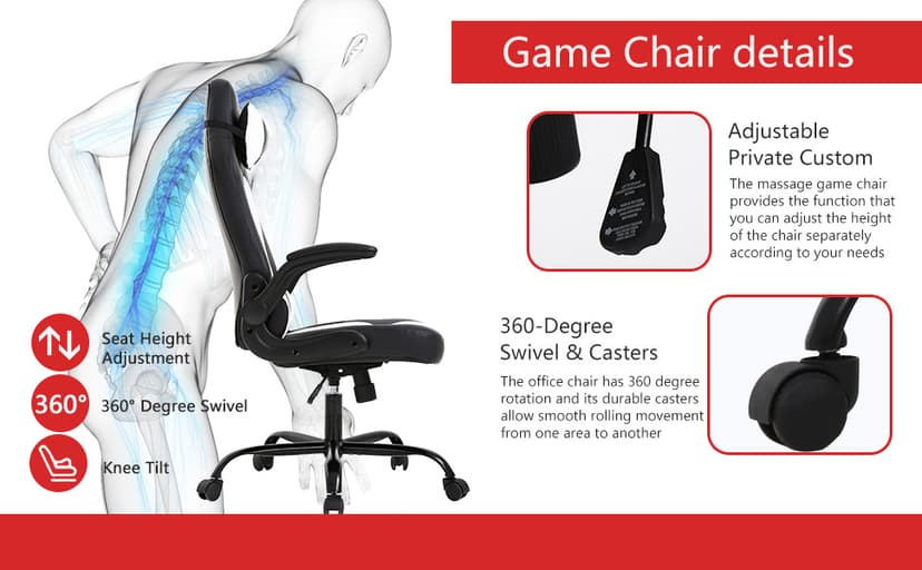 PayLessHere Gaming Chair Desk Chair Gamer Chair Ergonomic Office Chair With Lumbar Support Padded Up Arms Adjustable Headrest Pu Leather High Back Office Chair Gamer Chair For Adults Women Men (White)