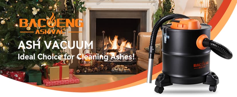 BACOENG Ash Vacuum for Pellet Stoves, Fireplace Ash Vac 5.2 Gallon 1200w with Double Stage Filtration System, Ash Vacuum Cleaner for Fireplaces, Wood Stove, Pellet Grill