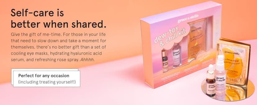 grace & stella Award-Winning Skin Care Set - Birthday Gifts for Women - Travel Essentials with Gold Eye Masks, Hyaluronic Acid Serum & Rose Spray - Bachelorette Party Favors, Teen Girl Gifts - Vegan