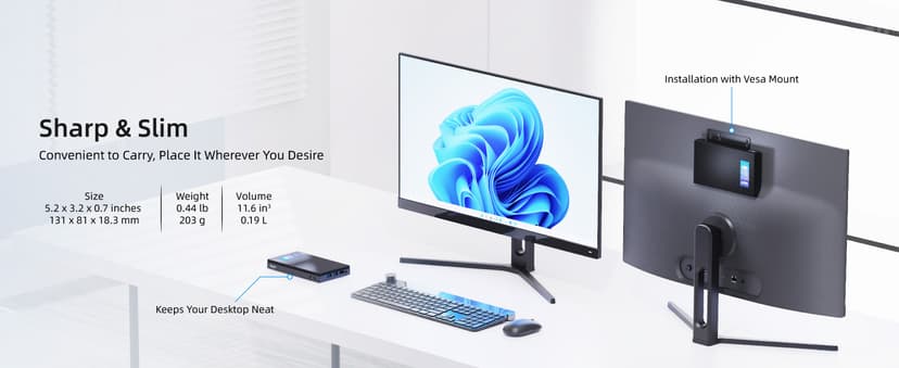 MeLE Quieter4C N150 Fanless Mini PC with Win-11-Pro,16GB RAM LPDDR5 512GB SSD Micro Desktop Computer,Dual HDMI,Support 4K Triple Display USB3.2x3,USB-C,WiFi BT5.1,Small Portable PC Industrial Business