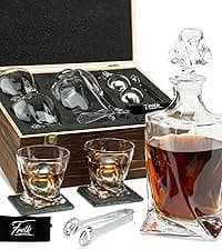 Gifts for Him - Men Dad Husband - 4 XL Stainless Steel Whisky Ice Balls, Special Tongs & Freezer Pouch in Luxury Gift Box for Whiskey Lovers!