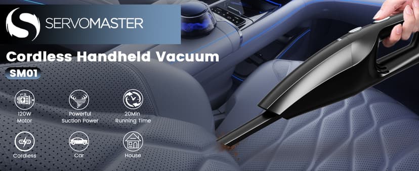 SERVOMASTER Handheld Vacuum Cordless, Car Vacuums Powerful with Rechargeable Battery, Portable Hand Held Vacuum Cordless with Washable HEPA Filter, Mini Vacuums Kit for Men and Women
