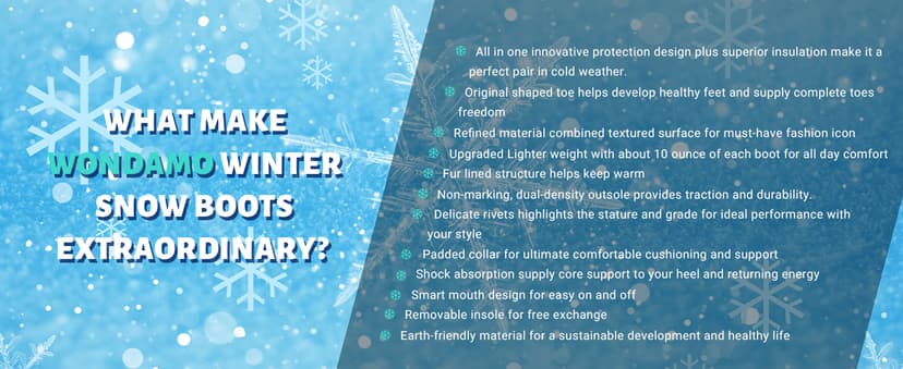 Wondamo Men's Snow Boots Lightweight Waterproof Winter Boots Fur Lined Anti-slip Cold Weather Shoes