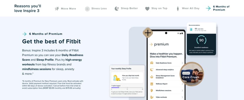 Fitbit Inspire 3 Health &-Fitness-Tracker with Stress Management, Workout Intensity, Sleep Tracking, 24/7 Heart Rate and more, Midnight Zen/Black One Size (S & L Bands Included)