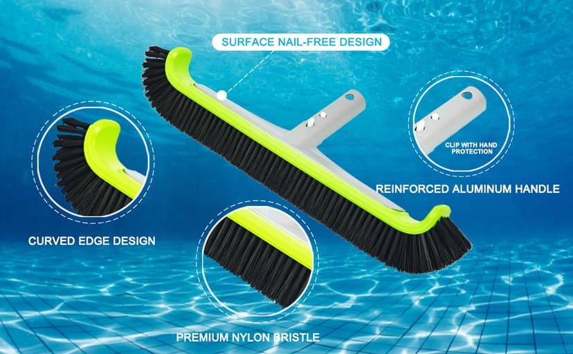Sepetrel 17.5" Pool Brush Head for Cleaning Walls,Heavy Duty Inground/Above Ground Swimming Pool Scrub Brushes with Premium Strong Bristle & Reinforced Aluminium Back