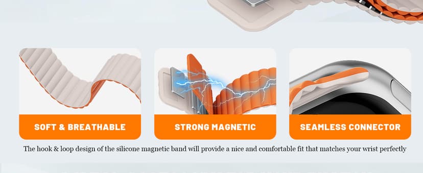 Magnetic Sport Bands for Apple Watch Band 40mm 38mm 41mm 42mm 44mm 45mm 46mm iWatch bands for Women Men,Silicone Loop Strap Wristband for Apple Watch Series 11 10 9 8 7 6 5 4 3 SE 3/2nd Ultra/3/2 49mm