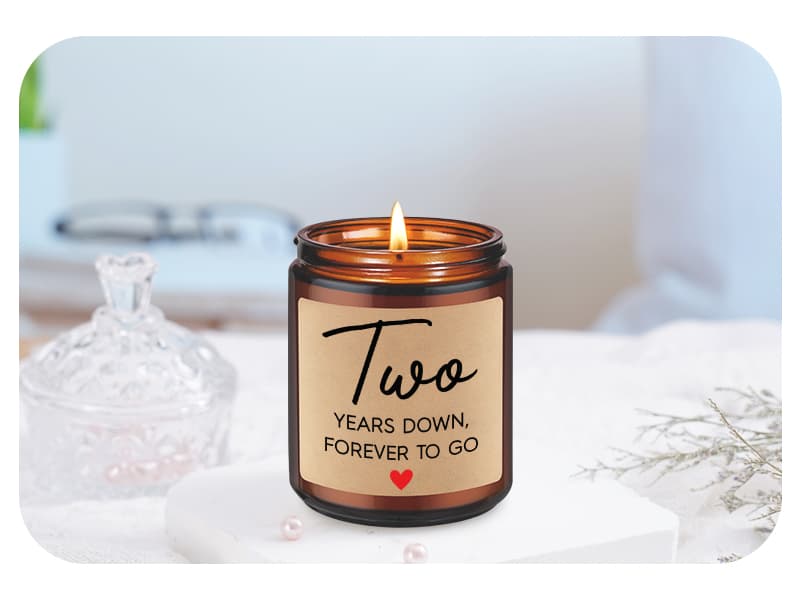 Fairy's Gift 2 Year Anniversary Candle Gifts for Him Her Boyfriend GF Wife Husband - Cotton 2nd Anniversary Couple Gifts Ideas - Two Year Wedding Anniv. Presents for Couples, Happy Second Anniv.