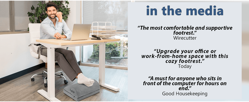ComfiLife Foot Rest for Under Desk at Work – Adjustable Desk FootRest for Office Chair, Gaming Accessories – Ergonomic Teardrop Design for Back, Hip & Leg Pain Relief – 100% Memory Foam (Gray)