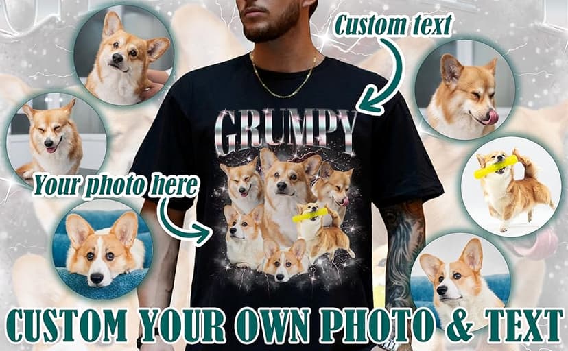 Custom Photo Bootleg Rap Shirt with Girlfriend's Face for Boyfriend - Vintage Graphic Shirt for Men