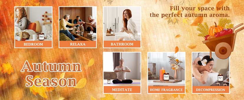 Auelife Fall Candle Set | 4 Pack Scented Candles for Home - Candle Gifts for Women Men, Soy Candles Home Scented | Autumn Fragrance of - Apple Pie/Cinnamon/Harvest/Wreath B0CC98RMFT