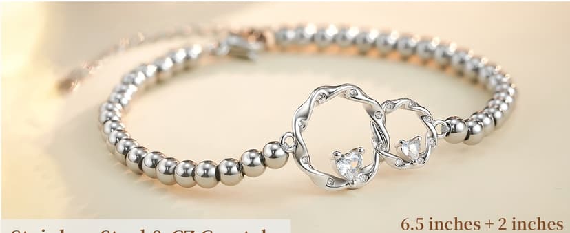 Tarsus Eternal Love Connected at Heart Interlocking 2 Circles Bracelet - Sister Gifts for Birthday, Christmas, Big and Little Sisters