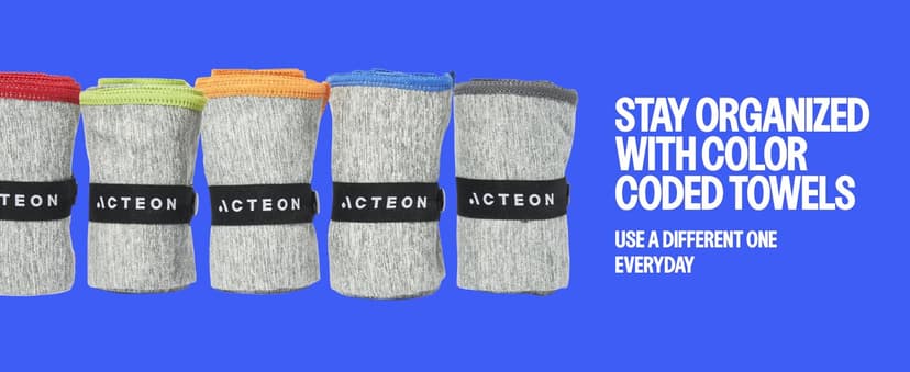 Acteon Microfiber Gym Towels 5 Pack, Quick Dry Silver ION Odor-Free Sweat Towel, Super Absorbent Fast Drying for Men & Women, Workout, Yoga, Running, Hiking, Travel – 16x30.5 Inch