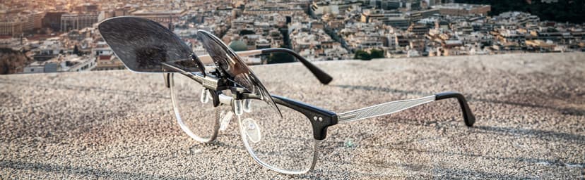 CAXMAN Polarized Clip-on Flip Up Metal Clip Rimless Sunglasses for Prescription Glasses