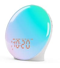 Wake Up Light Sunrise Alarm Clock for Kids, Heavy Sleepers, Bedroom, with Sunrise Simulation, Sleep Aid, Dual Alarms, FM Radio, Snooze, Nightlight, Daylight, 7 Colors, 7 Natural Sounds, Ideal for Gift