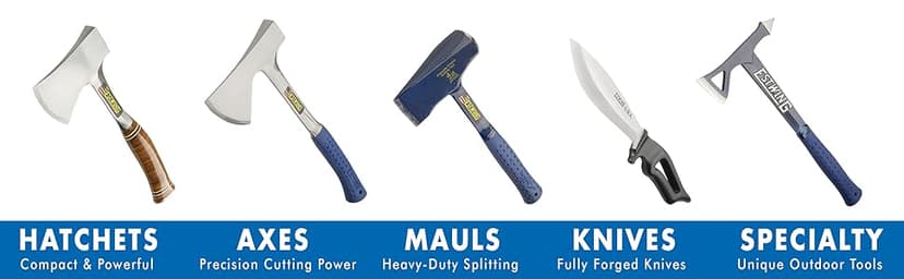 ESTWING Sportsman's Axe - 14" USA Made Camping Hatchet with Forged Steel Construction & Genuine Leather Grip - E24A