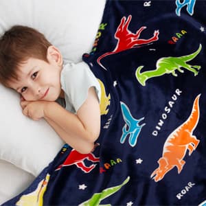 Dinosaur Gifts Toys for Boys Girls - Glow in The Dark Dino Blanket Best Christmas Birthday Valentines Easter Presents for Kids Age 1 2 3 4 5 6 7 8 9 10 Year Old Child Teen Toddler Soft Throw 50"x60"