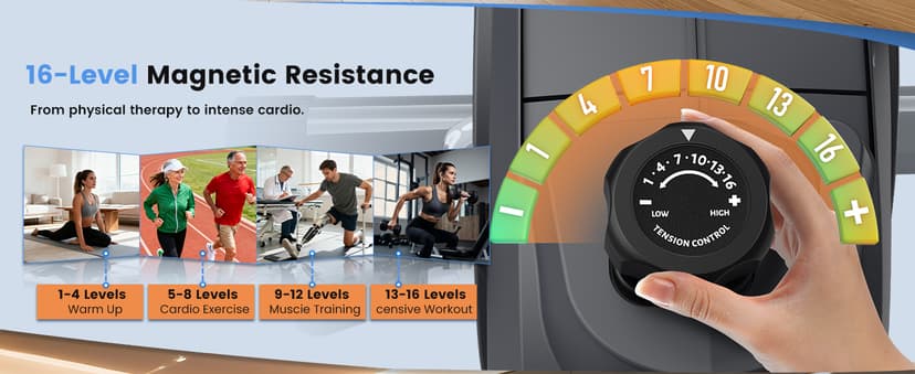 Recumbent Exercise Bike, Recumbent Stationary Bike for Home, Recumbent Bike with 400LB Weight Capacity Whisper-Quiet 16 Levels Magnetic Resistance Heart Rate and Multi-Function LCD Comfortable Seat