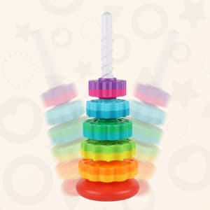 Baby Spinning Stacking Toys for Toddlers 1-3, Rainbow Ring Stacker Montessori Toys for Babies 6-12 Months, 1 2 3 One Year Old Girl Boy Christmas Birthday Gifts, Autism Sensory Learning Toy
