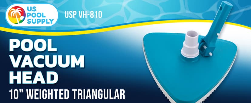 U.S. Pool Supply Weighted Triangular Pool Vacuum Head with Swivel Connection, Pole Handle, Protection Bumper - For Above Ground & In-Ground Swimming Pools – Vinyl Liner Safe, Floor Wall Corner Cleaner