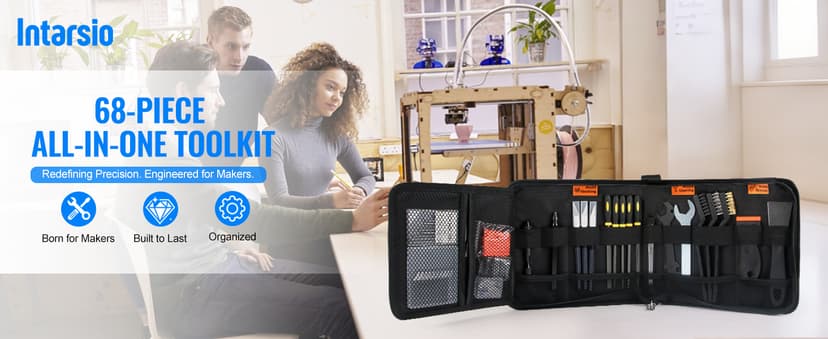 68Pcs 3D Printer Tools Kit with Storage Case, 3D Printer Accessories - Deburring Tool, 3D Printer Removing Scrapers, Metal Files, Brushes, Hand Drill, Tweezers, for Bambu Lab, Ender 3, Kobra, etc.