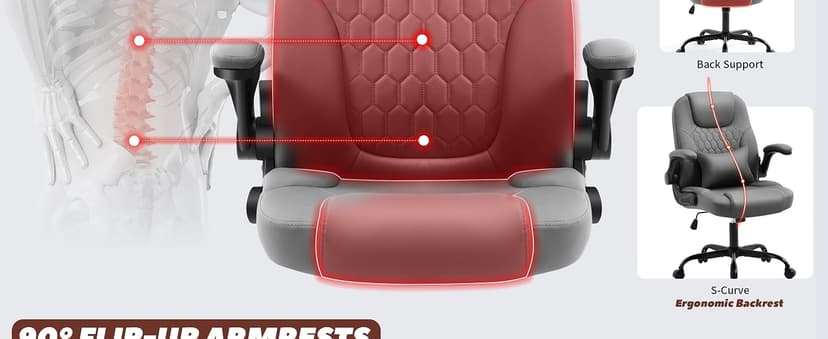 Executive Office Chair PU,Leather Office Chair with Wheels,360° Swivel Rolling Chair with Padded Arms,Ergonomic Computer Chair with Lumbar Support for Short People Use (Grey)