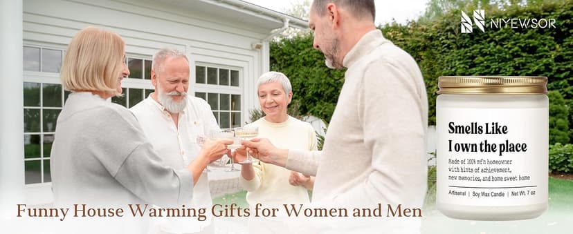 Niyewsor House Warming Gifts, New House/Home Candle, Best Housewarming Gift 2026, Closing Gifts for Home Buyers, New Homeowner, First Apartment Essentials, Handmade, 7oz