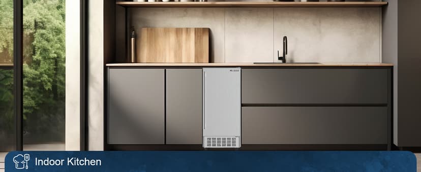 Coolski Under Counter Ice Maker Machine, Stainless Steel Built-in Freestanding Ice Maker for Commercial & Home Use, 80 Lbs/Day, 30 Lbs Storage, Self Cleaning, Thicknesses Adjustable