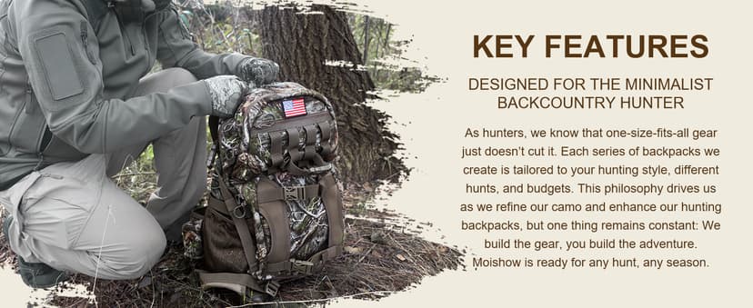 Hunting Backpack, Camo Hunting Backpacks & duffle Bags, Water-resistant Long-Lasting Large Capacity Bow Backpack Hunting Pack For Hunting Gear Accessories (Treasures of the Trees)