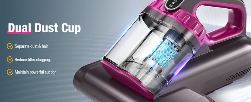 Mattress Vacuum Cleaner, 17Kpa 650W Bed Vacuum Cleaner, 273nm UV-C Light & Ultrasonic 145°F Heating, 80000 RPM/Min Brushroll Rotation, Wide Suction Port for Pillows Cribs Sofa, Black Corded