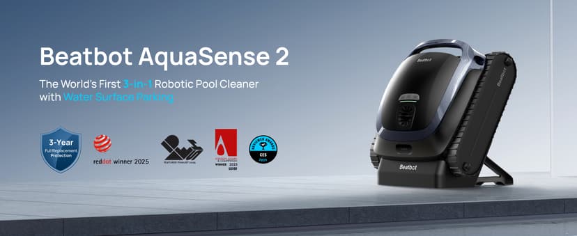 (2025 Upgrade) Beatbot AquaSense 2 Cordless Robotic Pool Vacuum Cleaner, Smart Surface Parking, Double-Pass Waterline Scrubbing, Cleans Floor, Walls and Waterline, Light Blue