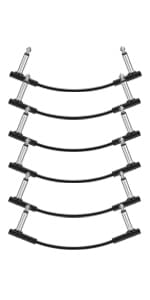 Donner 6 Inch Guitar Patch Cable Guitar Effect Pedal Cables Black 6 Pack