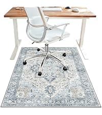 36"x48" Office Chair Mat for Hardwood Tile Floor, Under Desk Carpet Protector for Rolling Computer Chair Mat, Machine Washable Area Rug, Anti-Slip 1/5" Thick Low Pile Thin Vinyl Floor Mat, Taupe