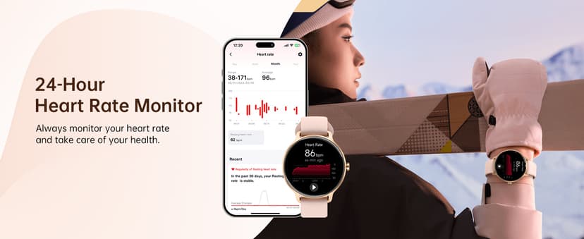 Smart Watch for Women, 1.27" AMOLED Screen Smartwatch with Answer/Make Call for iPhone/Android/Samsung, Fitness Tracker with 120+ Sport Modes, Heart Rate/Sleep/Health Monitor, IP68 Waterproof, 2 Bands