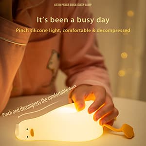 HAPPYBAG LED Lying Flat Duck Night Light, 3 Level Dimmable Nursery Nightlight,Cute Lamps Silicone Squishy Light Up Duck,Rechargeable Bedside Touch Lamp for Breastfeeding Toddler Baby Kids Decor