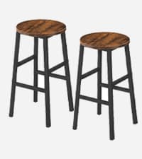 MAHANCRIS Dining Chair Set of 2, Rustic Wooden Kitchen Chairs with Backrest, Farmhouse Dining Chairs for Kitchen, Industrial Style Chair with Metal Frame, Easy Assembly, Rustic Brown TBHR1001
