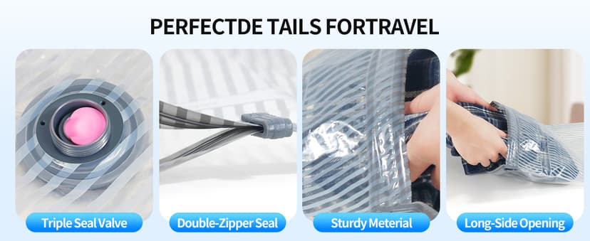 16 PCS Vacuum Seal Bags for Clothing with Electric Air Pump, Compression Space Saver, Vacuum Storage Bags for Luggage, Travel, Blankets, Pillows, Bedding and Moving, Hand Pump Included