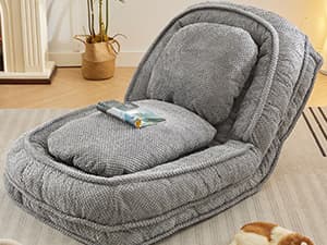 Floor Chair with Back Support, Folding Sofa Chair with 5 Adjustable Position, Plush Floor Gaming Chair, Meditation Chair for Lazy Boys, Human Dog Bed for Living Room, Bedroom, Lounge, Green