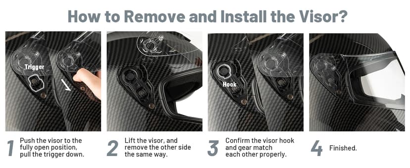 Favoto Full Face Motorcycle Helmet DOT Approved, Cascos para Motos Snowmobile Dirt Bike Helmet for Adults Men Women, Anti-Fog Film Included, Carbon Fiber, L