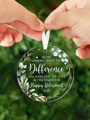HEXMOZ Retirement Gifts - Retirement Gifts for Women, Men 2025 - Retired Ornament 2025 - Retired Gift for Coworker, Boss, Employee, Teacher, Nurse, Woman, Man - Acrylic Christmas Ornament Keepsake
