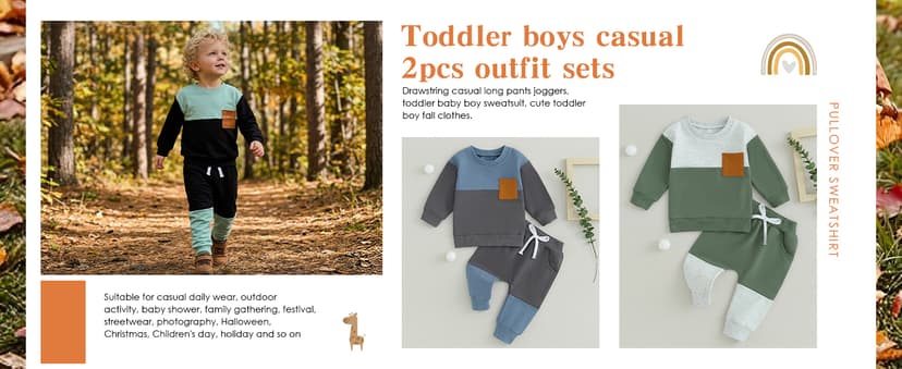 3 6 12 18 24 Months 2T 3T 4T 5T Boy Clothes Toddler Fall Winter Outfit Contrast Color Long Sleeve Pullover and Joggers Set Kupretty Toddler Baby Boy Clothes Color Block Sweatshirt Pants Set B0C69FLN77