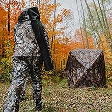 Barronett Blinds Prowler 300, Portable Hunting Blind, Tall Hub Blind, Shoot While Standing, Lightweight, 2-Person, Bloodtrail Woodland, 80” x 75” x 75”, PR300BT