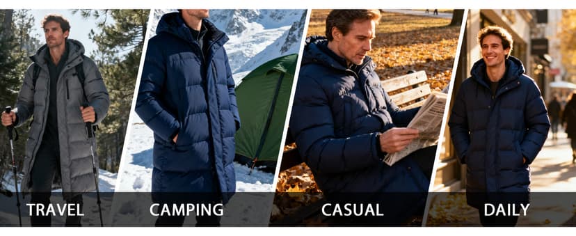 Pioneer Camp Men's Long Winter Coat Parka Hooded Down Jacket Full Zip Up Windproof Jacket Warm Thicken Puffer Jacket