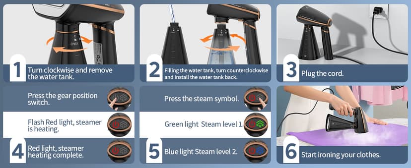 IRONDAY Steamer for Clothes, 1200W Portable Handheld Garment Steamer&Iron 2-in-1 with Fast Heat-up, Auto-Off, 350ml Water Tank, Powerful Foldable Handle Clothes Steamer Compact Size for Travel Home