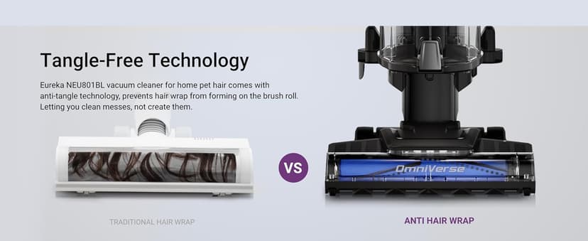 Eureka Pet Upright Vacuum Cleaner for Carpet and Hard Floor, Powerful Bagless Vacuum Cleaner for Home with HEPA Filter and Pet Tool, OmniVerse NEU801BL with QuickShift Technology, Blue