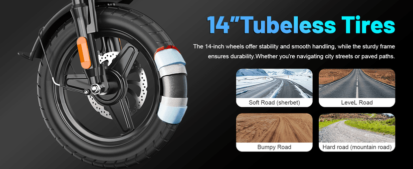 Foldable Electric Bike for Adults and Teens, 700W Peak Motor Ebike with 30-60 Miles PAS Range, 14" Folding Mini E Bike for Commute, Electric Bicycle with 48V Removable Battery