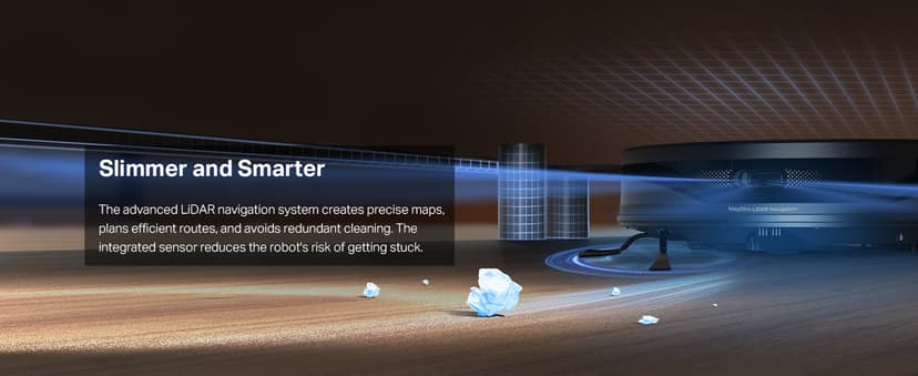 Tapo Ultra-Slim LiDAR Smart Navigation Robot Vacuum and Mop with Self-Emptying Dock, 5300Pa Max, 97%+ Dust Pickup Rate, Self-Charging, Compatible with Alexa & Google Home, RV20 Max Plus