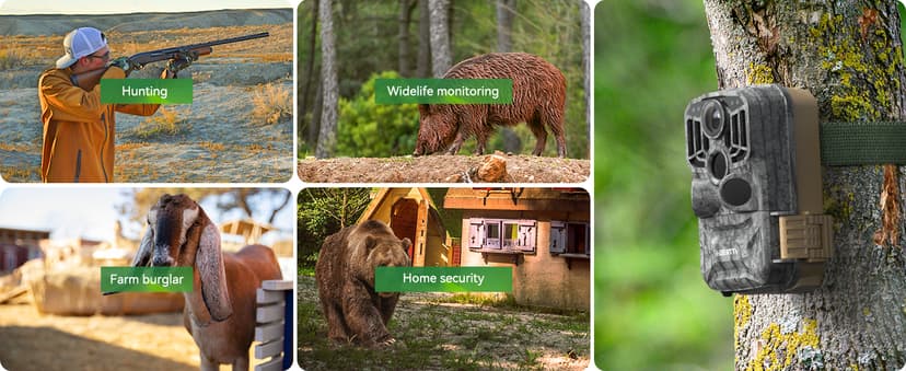 DEATTI Trail Camera 48MP 4K Game Camera with 8 Batteries 32GB SD Card,WiFi Bluetooth Connection,Trail Cameras with Night Vision Motion Activated Waterproof for Wildlife Deer Outdoor 0.1s Trigger Time